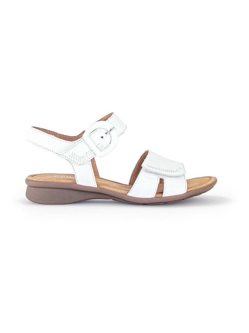 Sandales  en cuir grainé Blanc - Kiabi