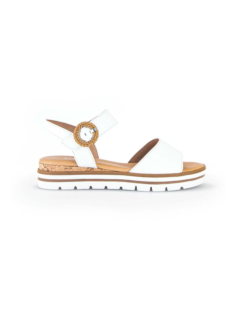 Sandales  en cuir grainé Blanc - Kiabi