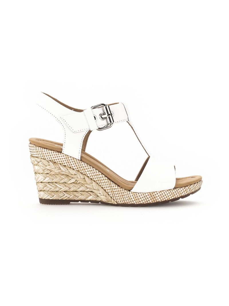 Sandales  en cuir grainé Blanc - Kiabi