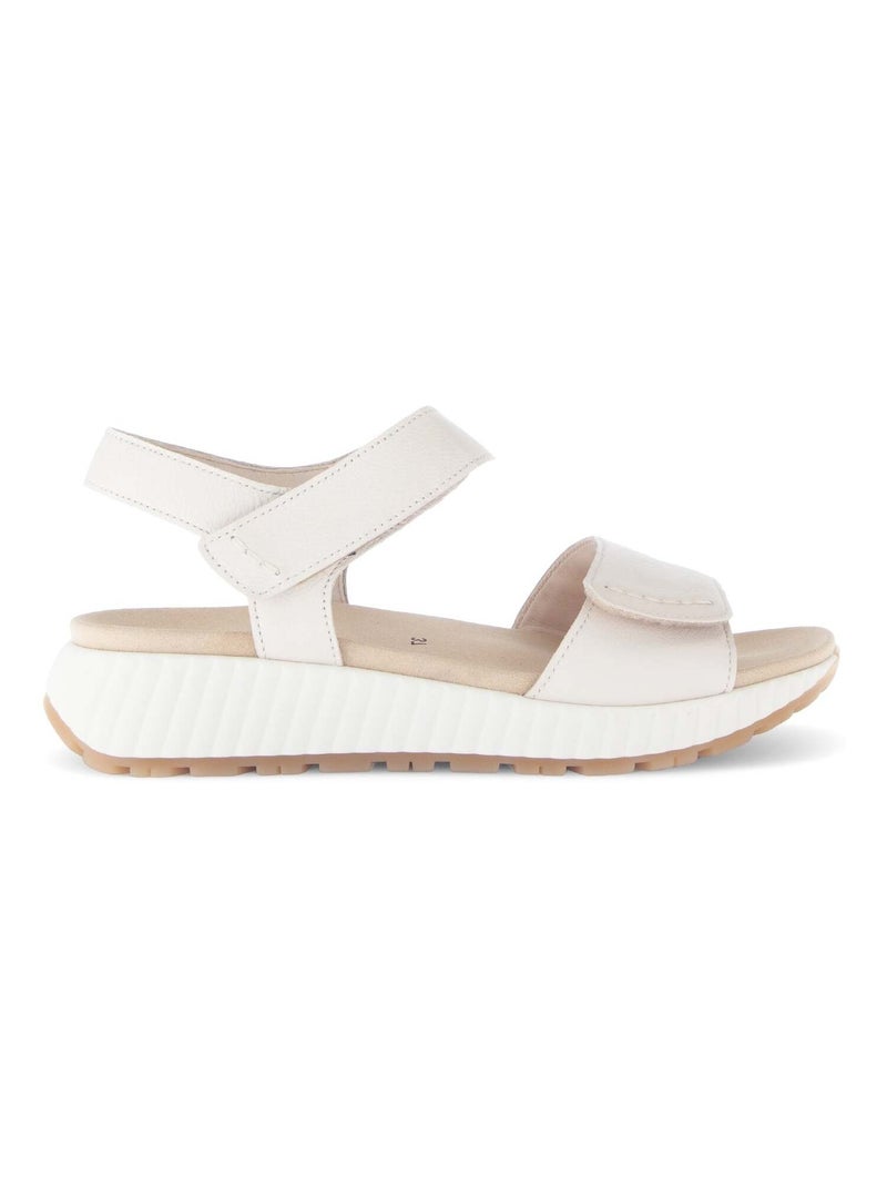 Sandales  en cuir imprimé Beige - Kiabi