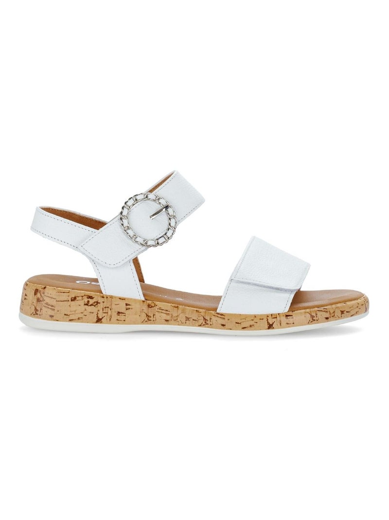 Sandales  en cuir imprimé Blanc - Kiabi