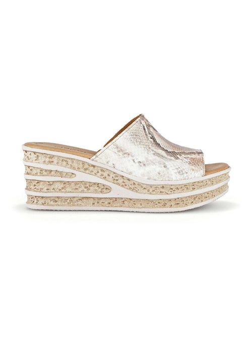 Sandales  en cuir imprimé - Kiabi