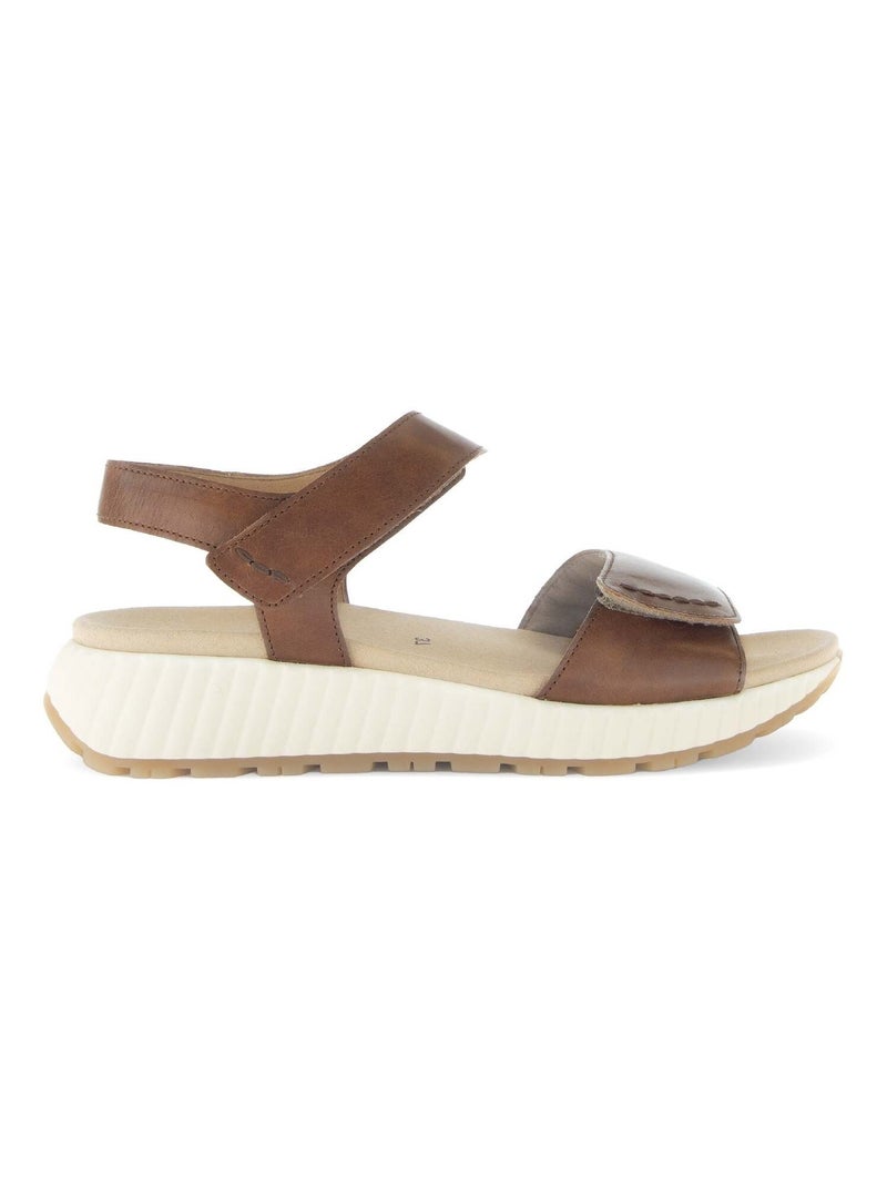 Sandales  en cuir lisse Beige - Kiabi