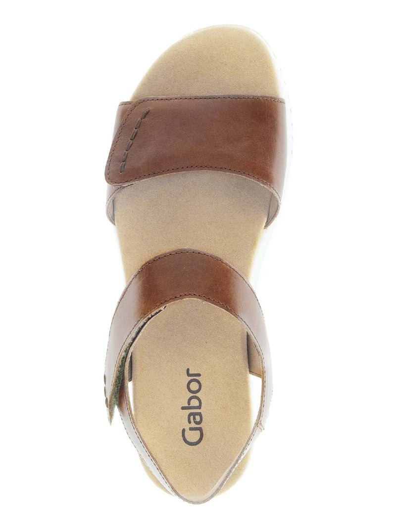 Sandales  en cuir lisse Beige - Kiabi