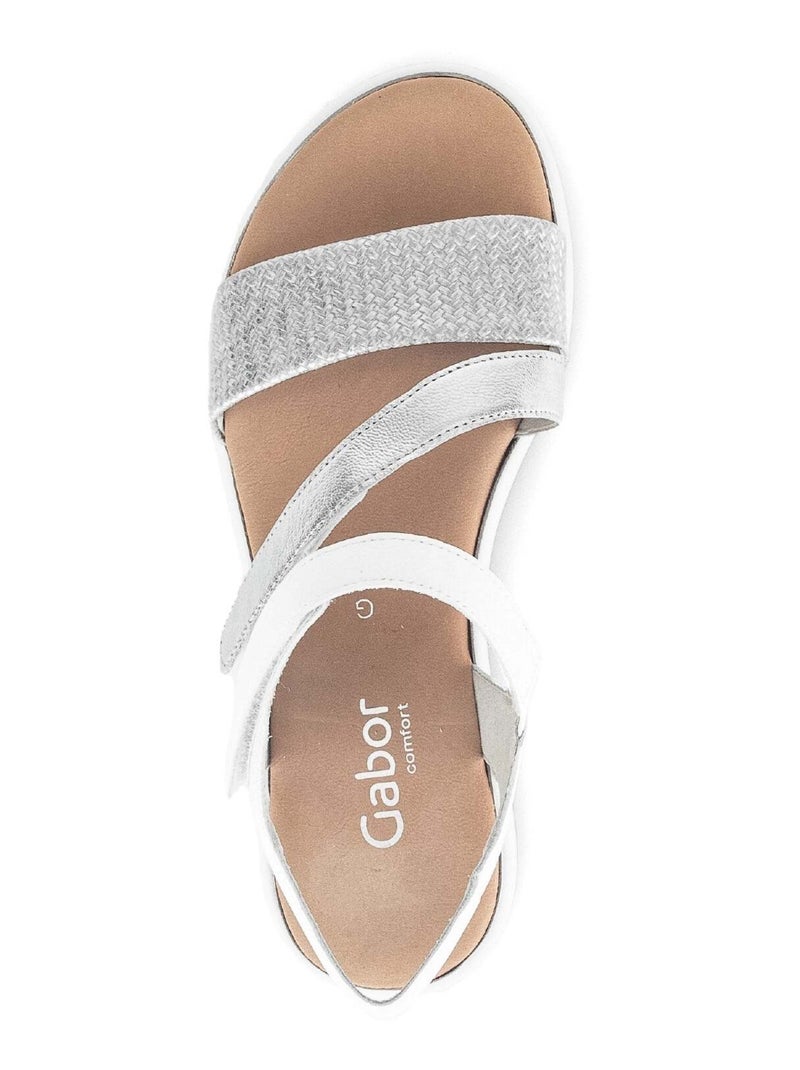 Sandales  en cuir lisse Blanc Argenté - Kiabi