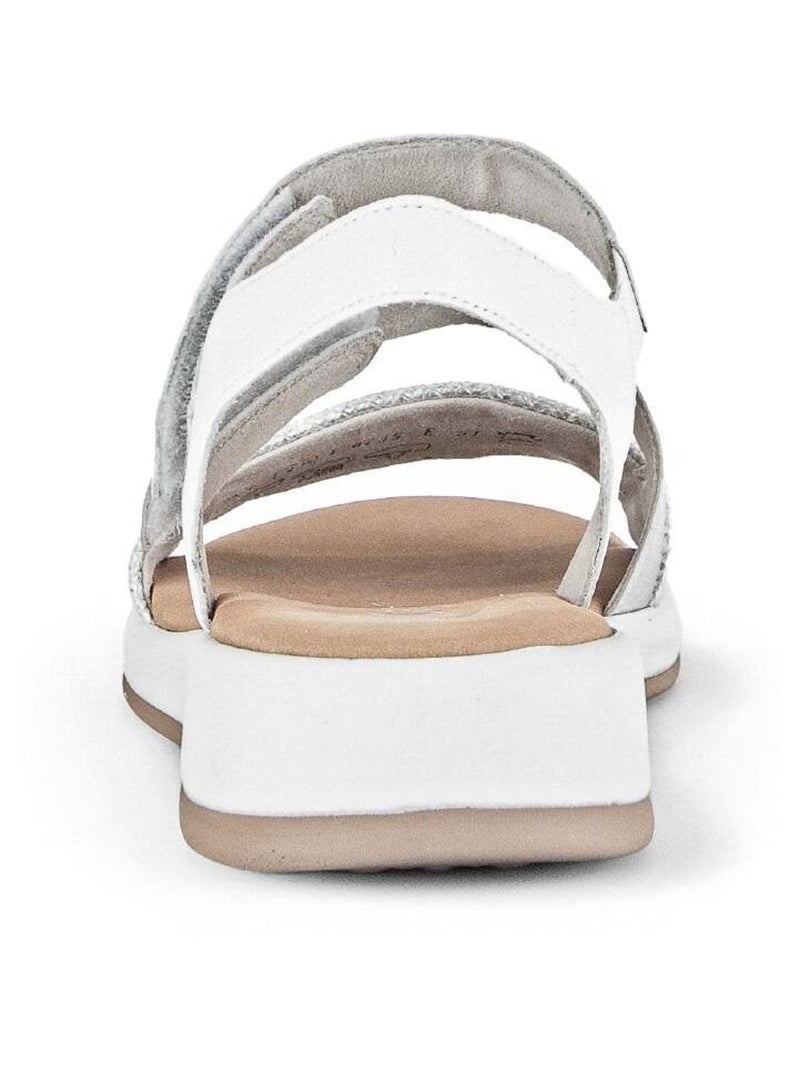 Sandales  en cuir lisse Blanc Argenté - Kiabi