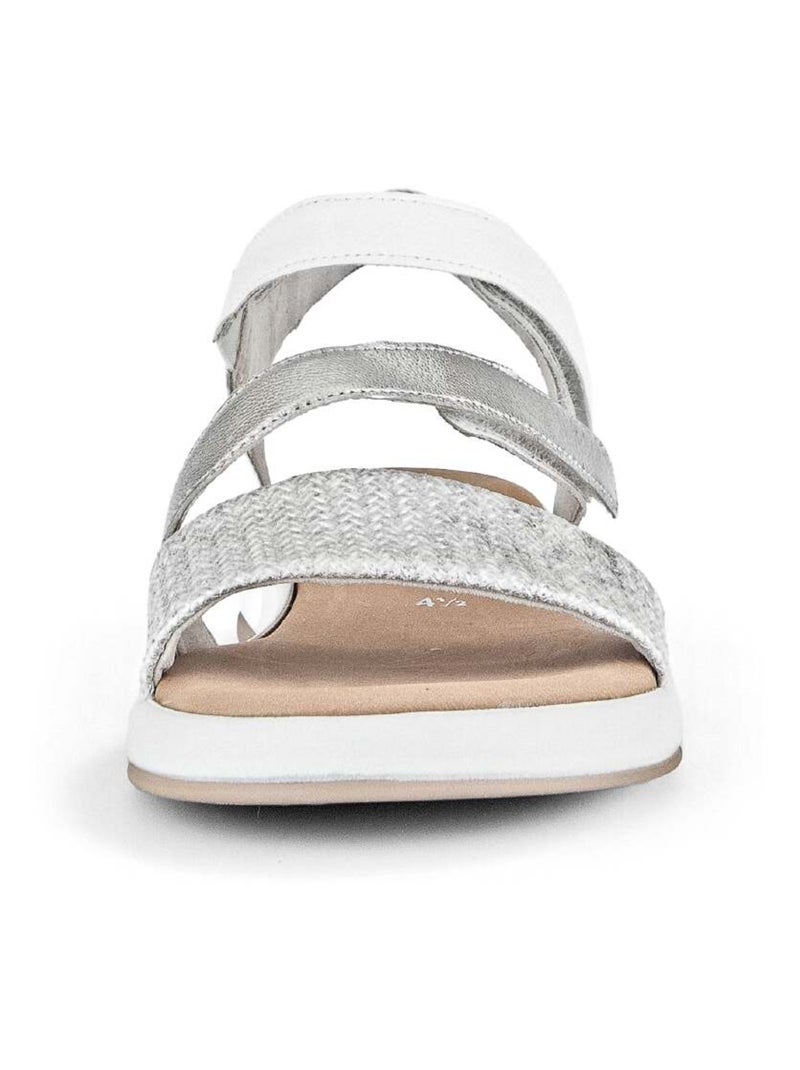 Sandales  en cuir lisse Blanc Argenté - Kiabi