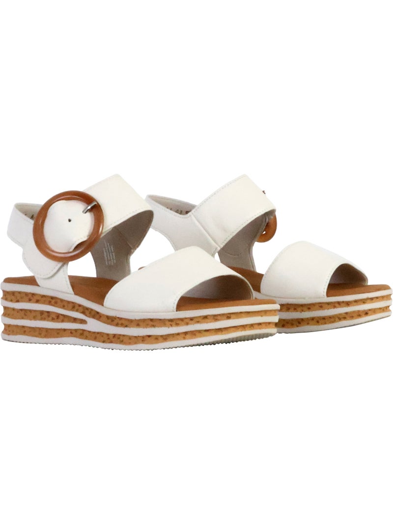 Sandales  en cuir lisse Blanc - Kiabi