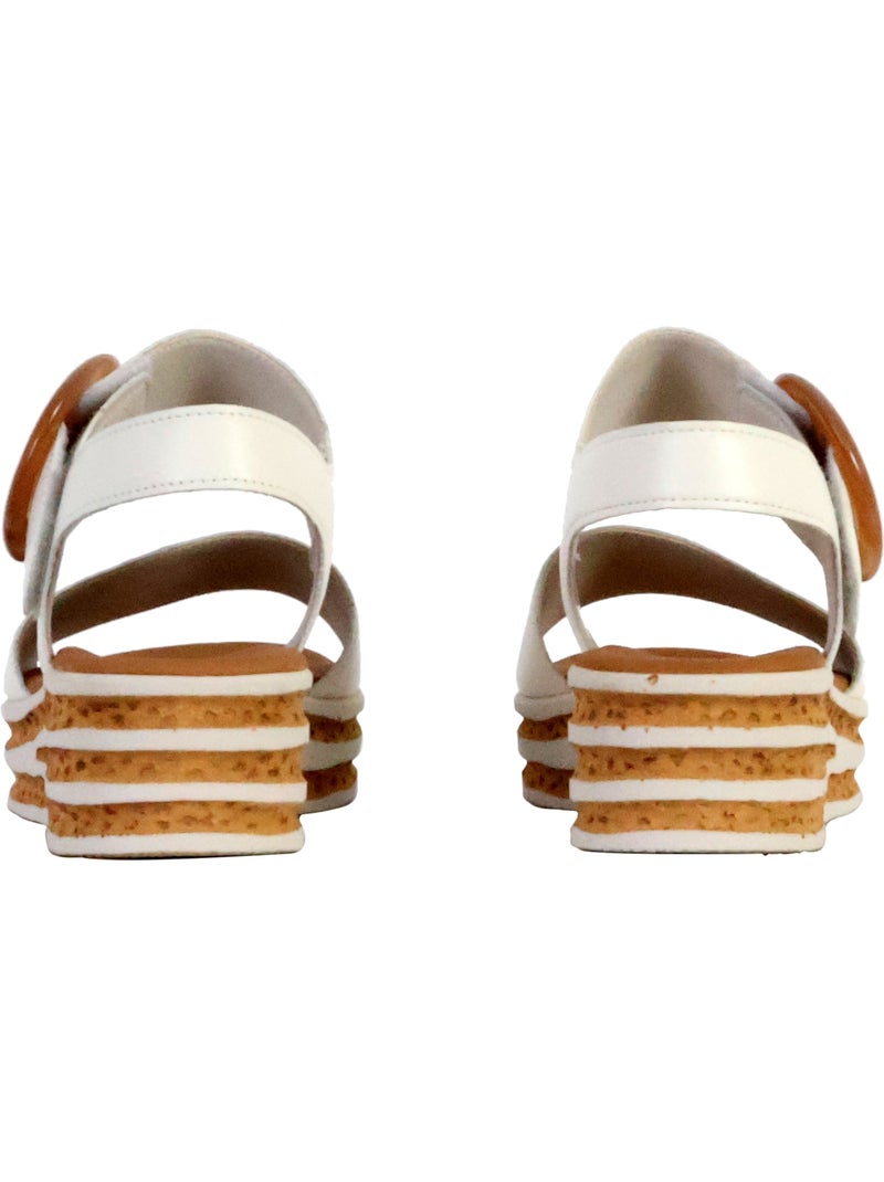 Sandales  en cuir lisse Blanc - Kiabi