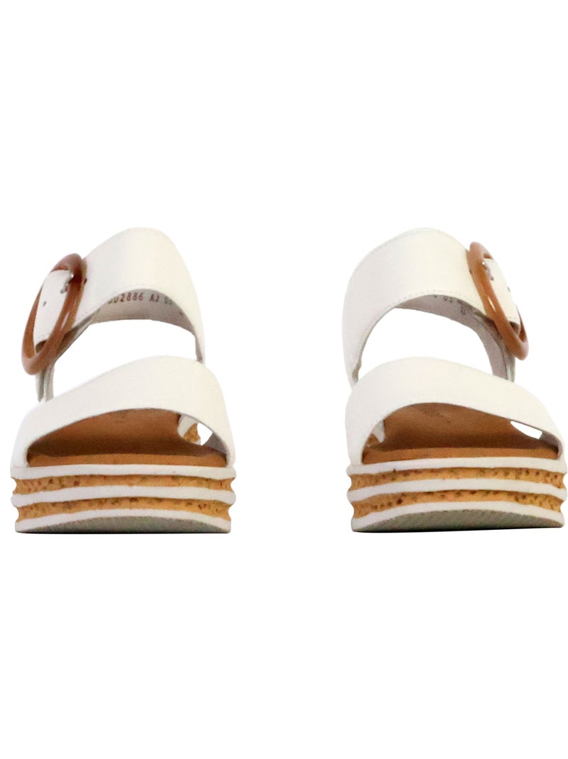 Sandales  en cuir lisse Blanc - Kiabi