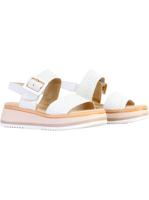 Sandales  en cuir lisse - Kiabi