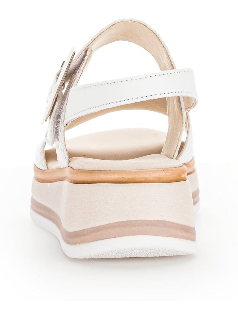Sandales  en cuir lisse Blanc - Kiabi
