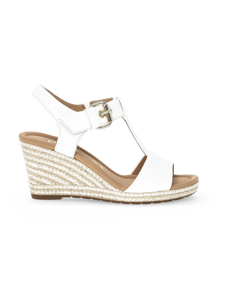 Sandales  en cuir lisse Blanc - Kiabi