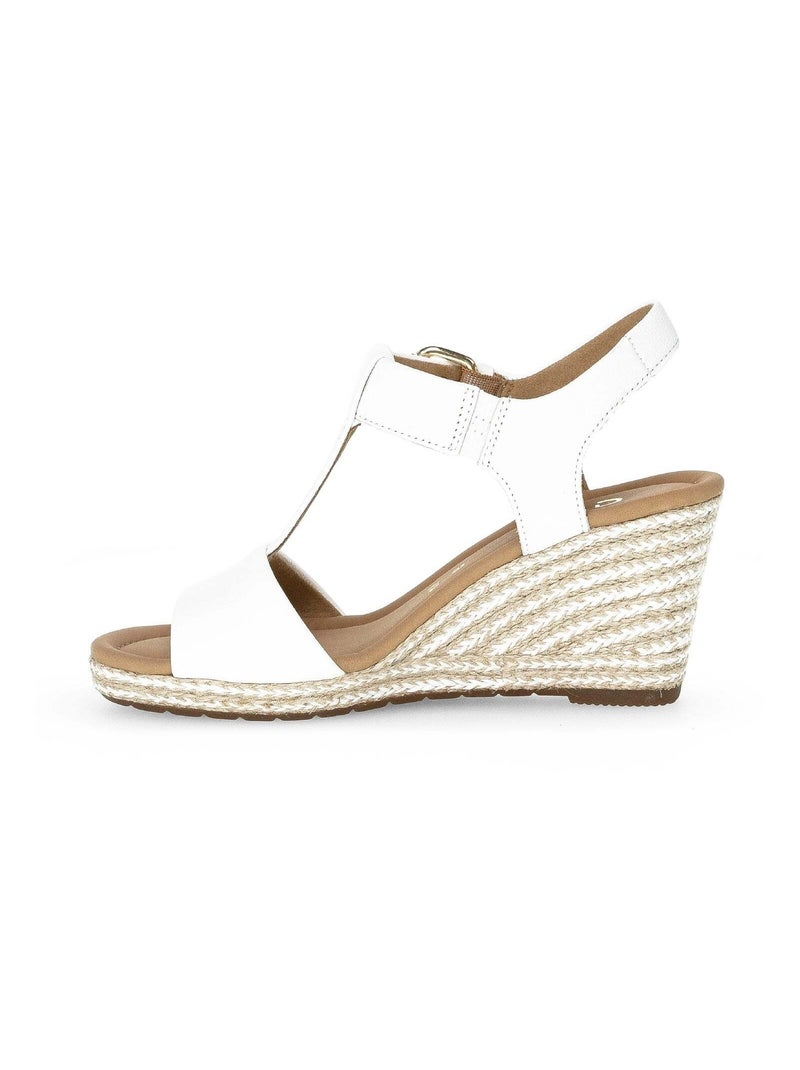 Sandales  en cuir lisse Blanc - Kiabi