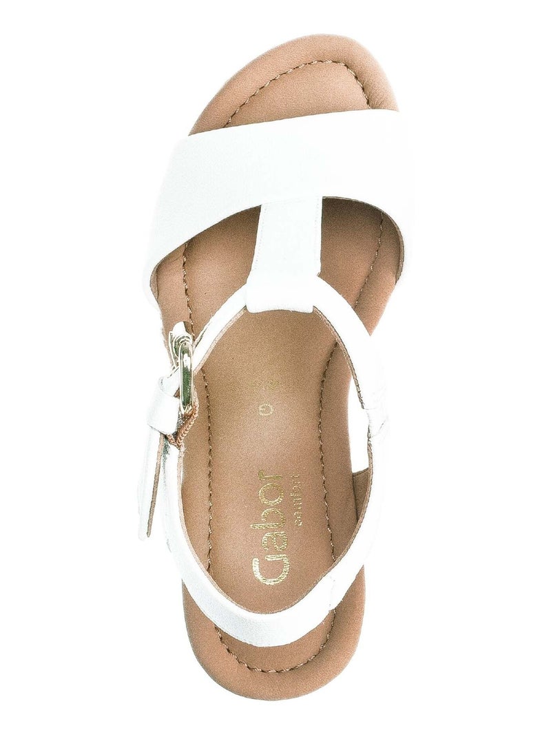 Sandales  en cuir lisse Blanc - Kiabi
