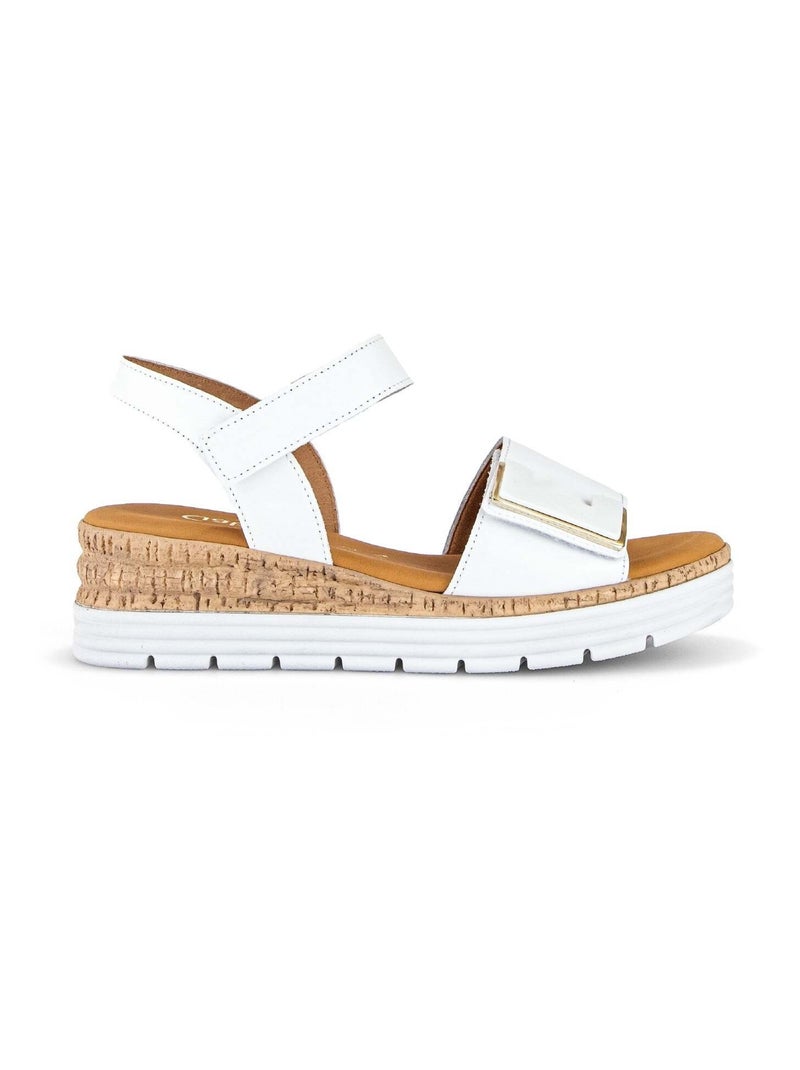 Sandales  en cuir lisse Blanc - Kiabi
