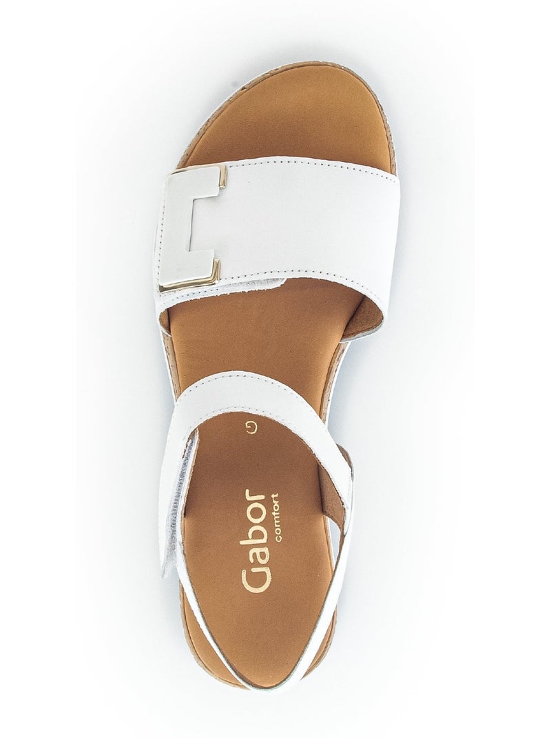 Sandales  en cuir lisse Blanc - Kiabi