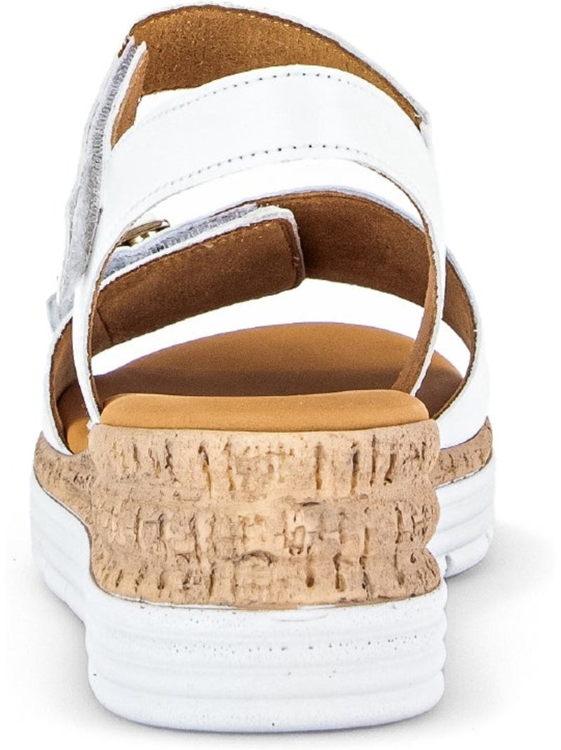 Sandales  en cuir lisse Blanc - Kiabi