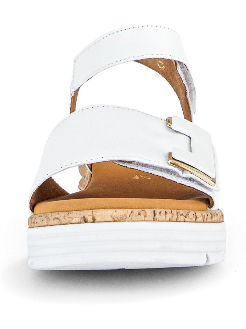 Sandales  en cuir lisse Blanc - Kiabi