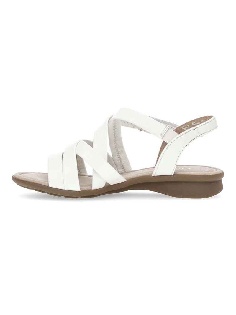 Sandales  en cuir lisse Blanc - Kiabi