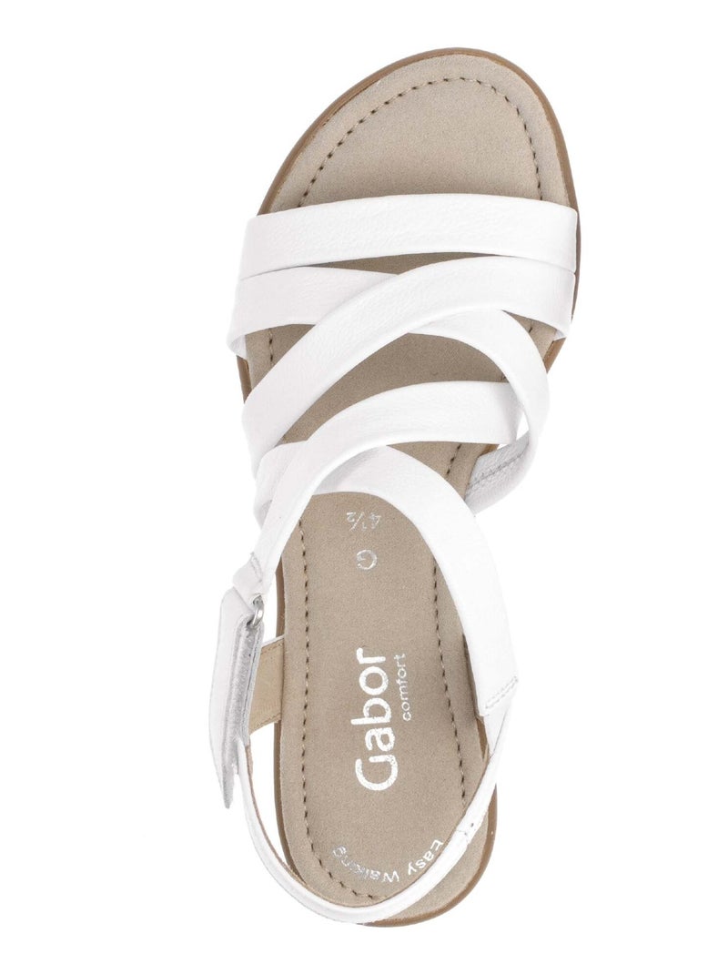 Sandales  en cuir lisse Blanc - Kiabi