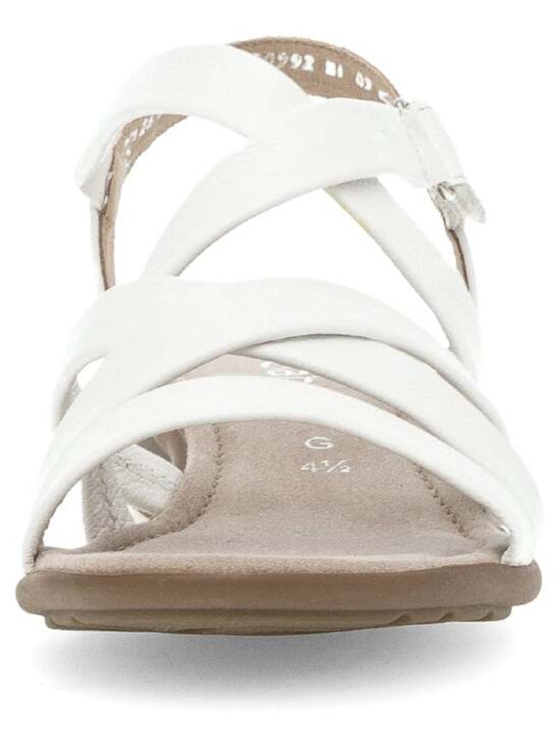 Sandales  en cuir lisse Blanc - Kiabi