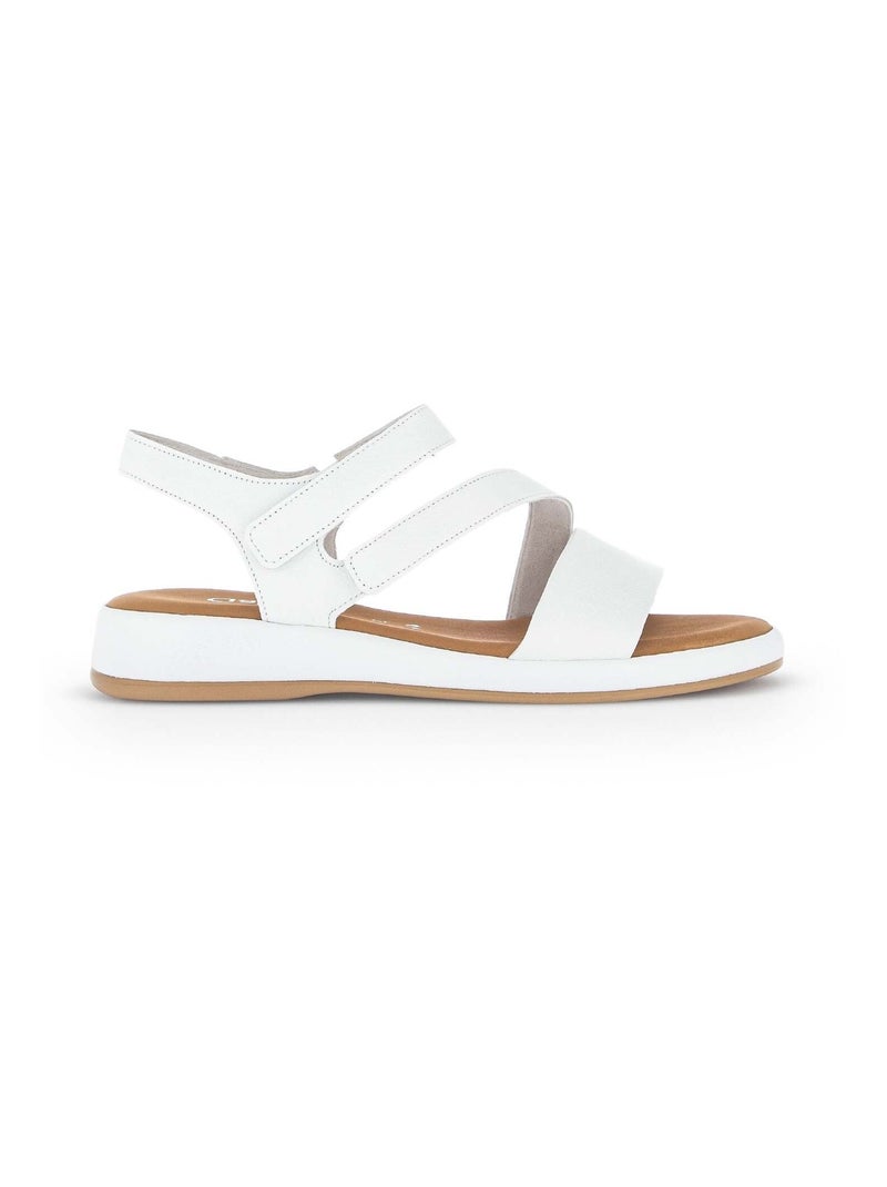 Sandales  en cuir lisse Blanc - Kiabi