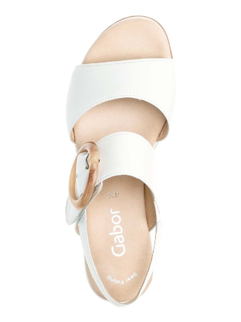 Sandales  en cuir lisse Blanc - Kiabi