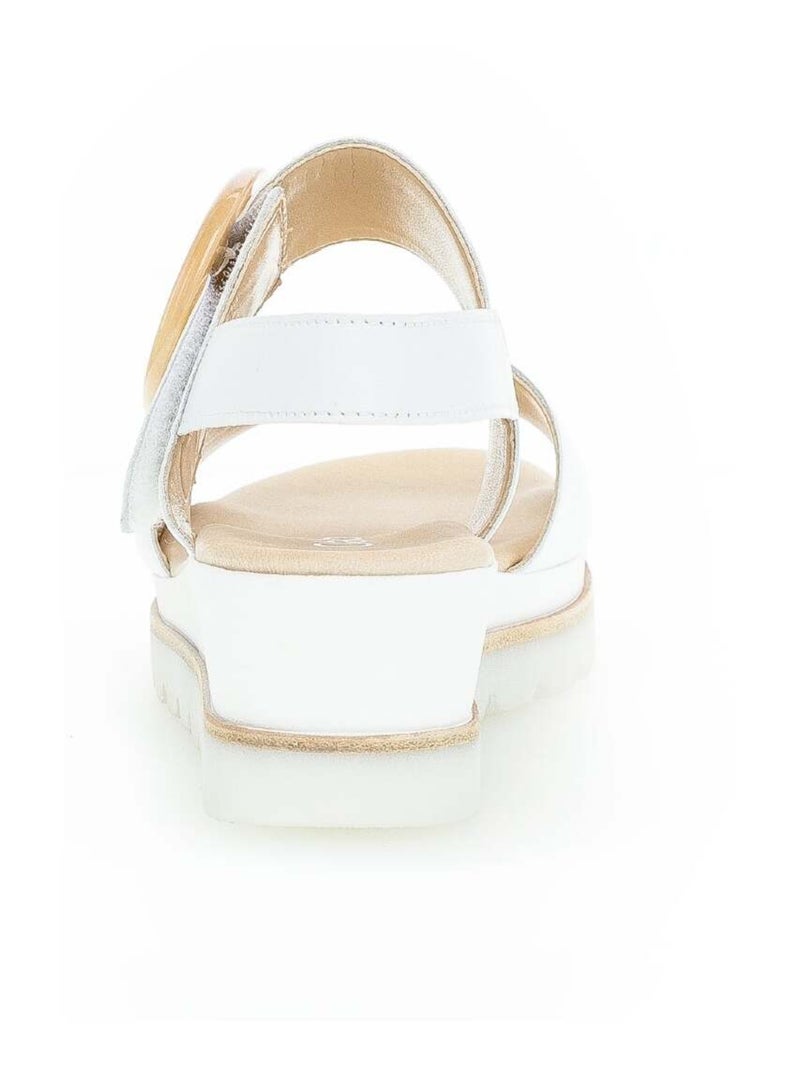 Sandales  en cuir lisse Blanc - Kiabi