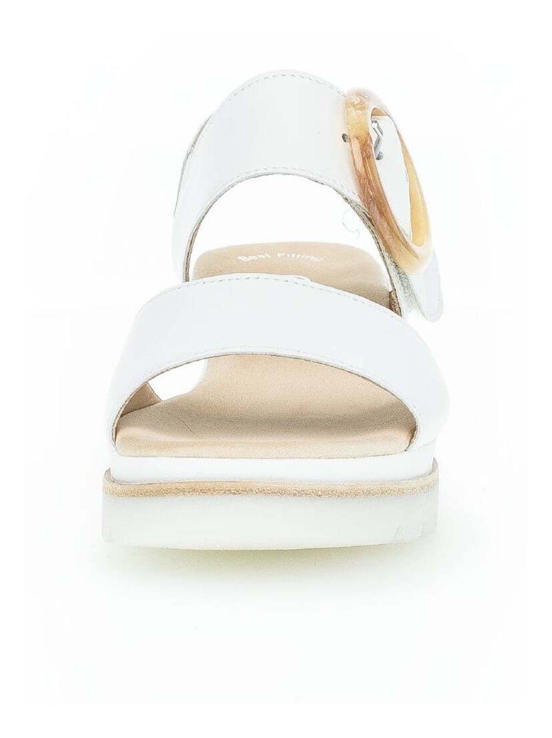 Sandales  en cuir lisse Blanc - Kiabi
