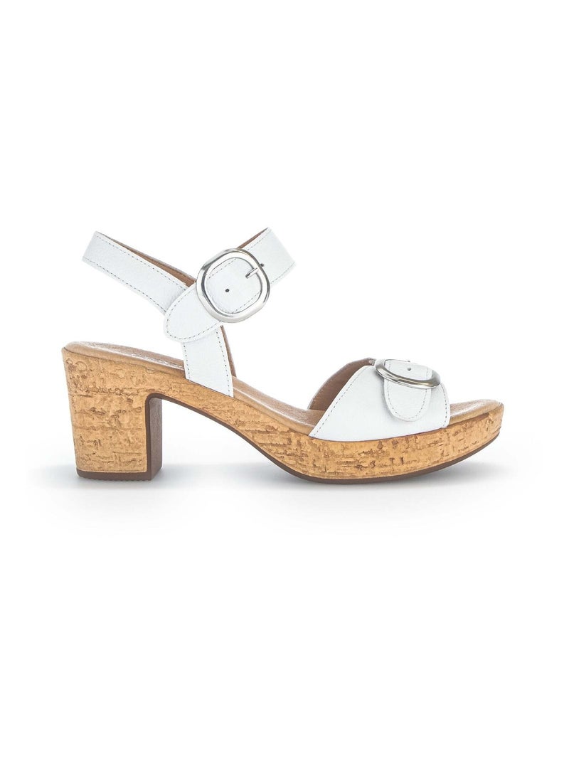 Sandales  en cuir lisse Blanc - Kiabi