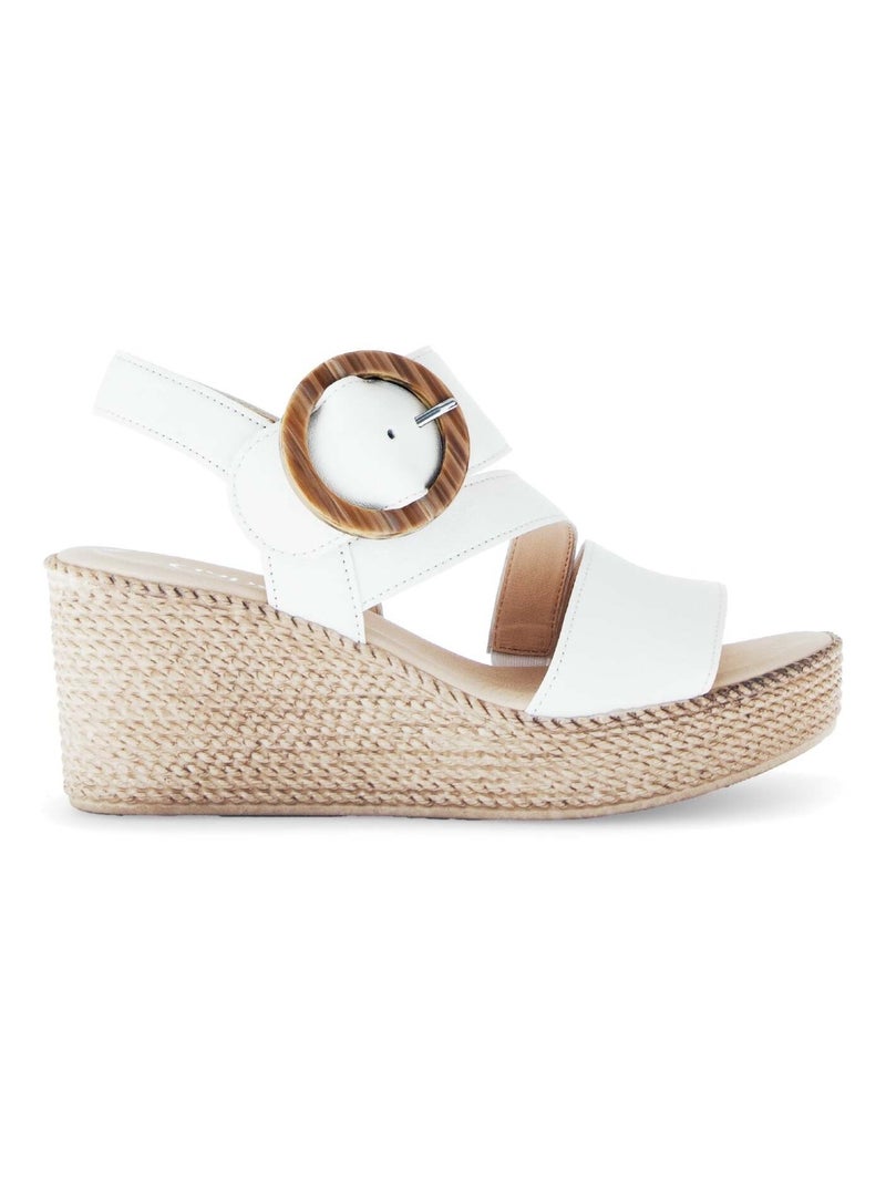 Sandales  en cuir lisse Blanc - Kiabi