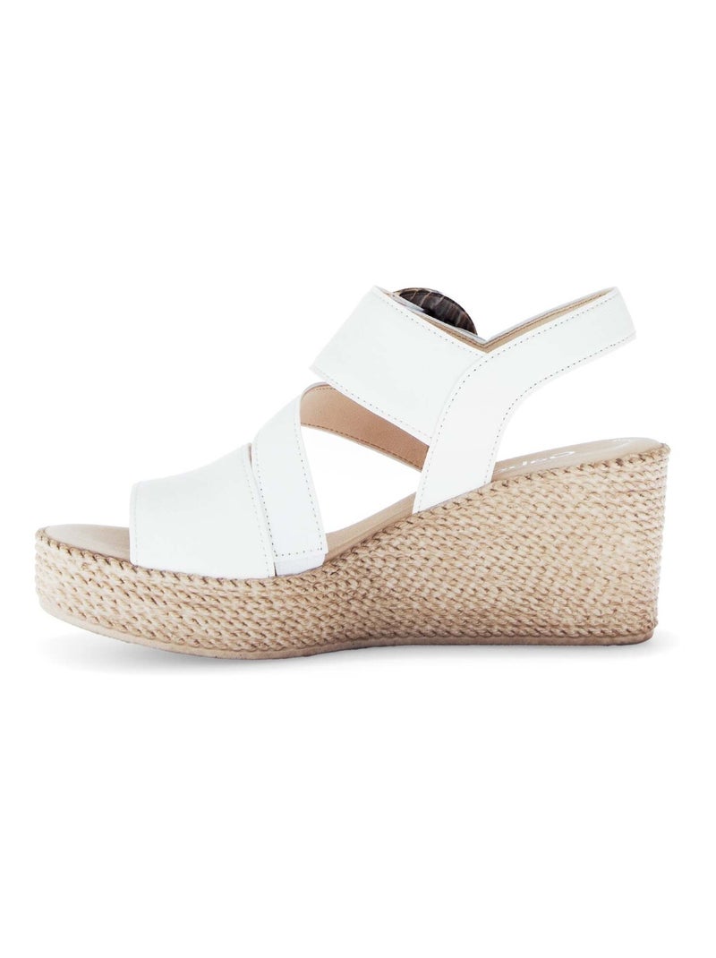 Sandales  en cuir lisse Blanc - Kiabi