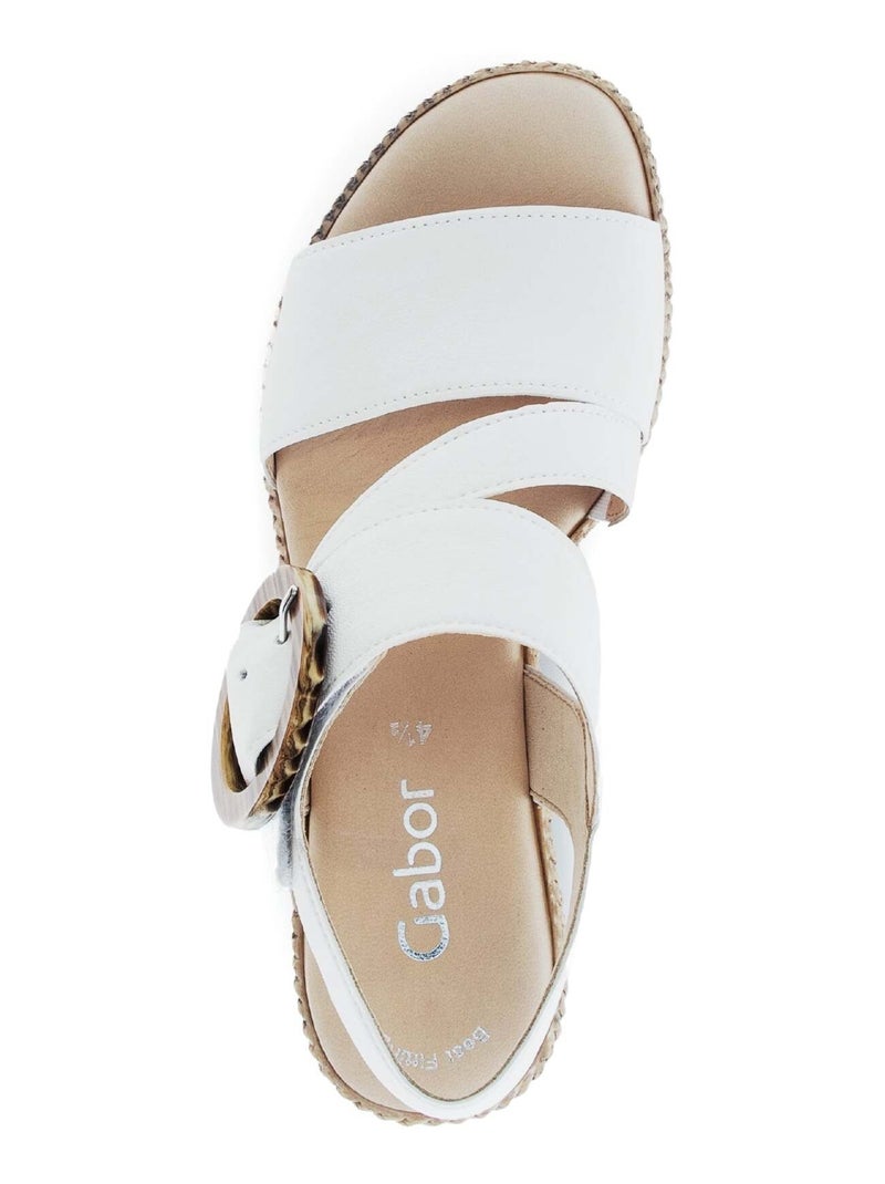 Sandales  en cuir lisse Blanc - Kiabi