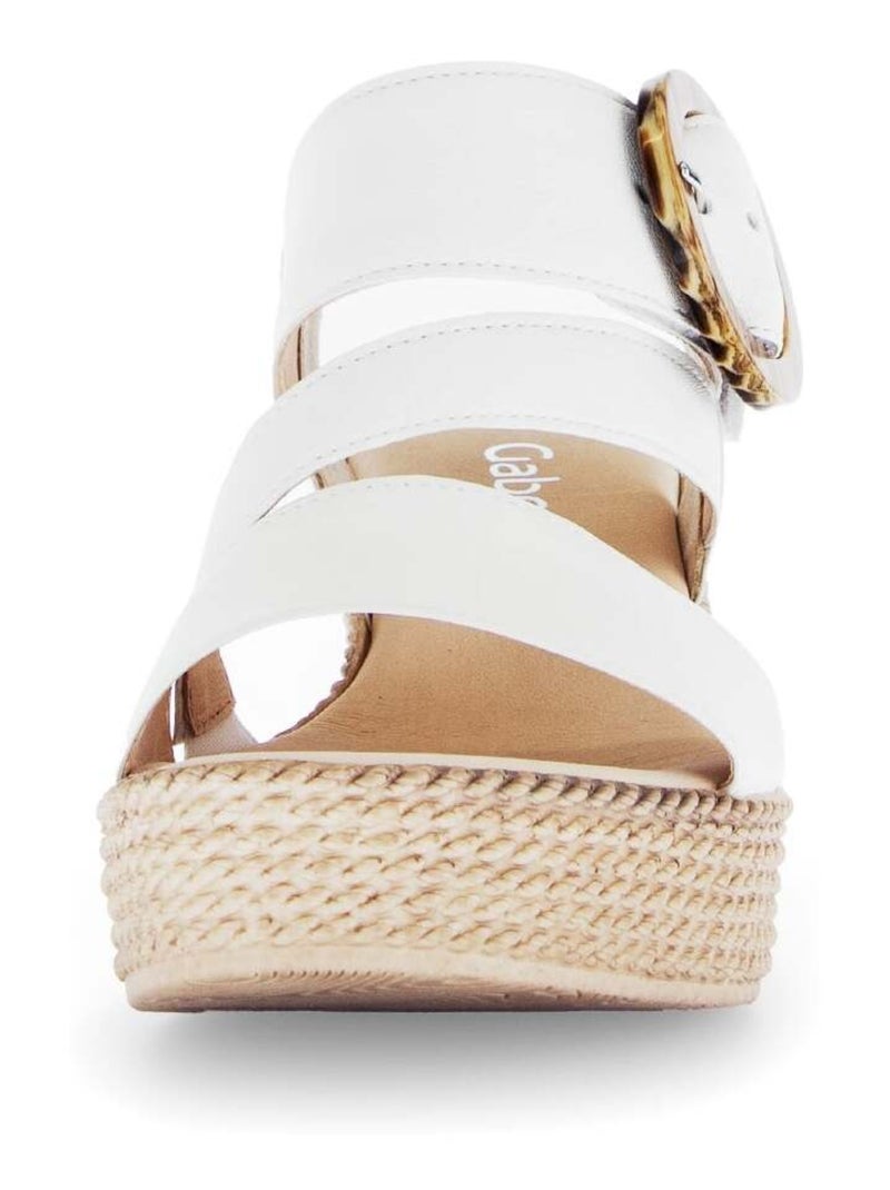 Sandales  en cuir lisse Blanc - Kiabi