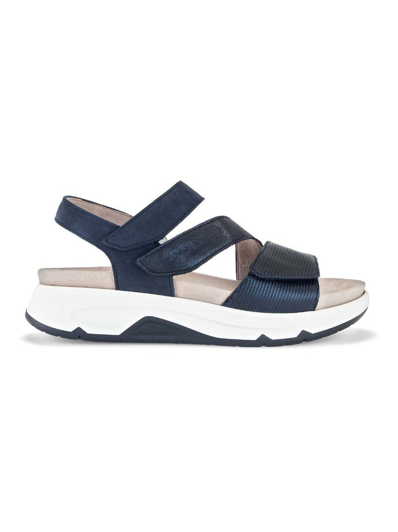 Sandales  en cuir lisse Bleu - Kiabi