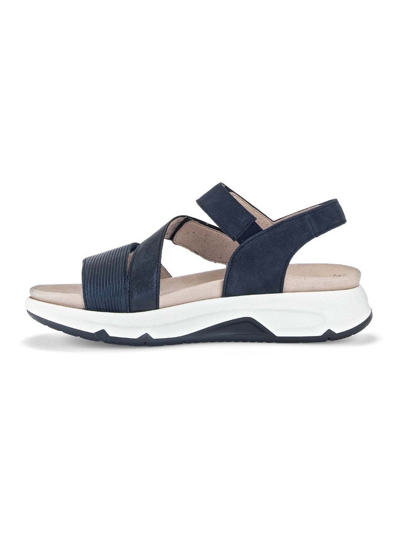 Sandales  en cuir lisse Bleu - Kiabi