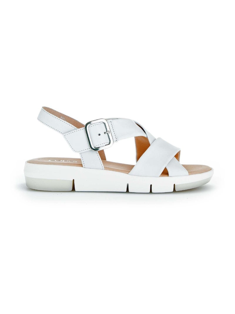 Sandales  en cuir lisse Gabor Blanc - Kiabi