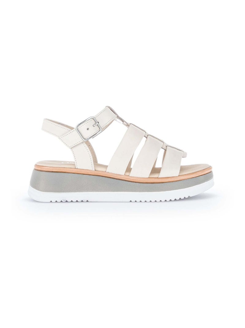 Sandales  en cuir lisse Gabor Ecru - Kiabi