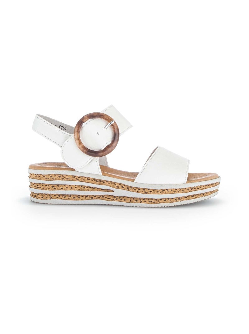 Sandales  en cuir lisse Gabor Ecru - Kiabi