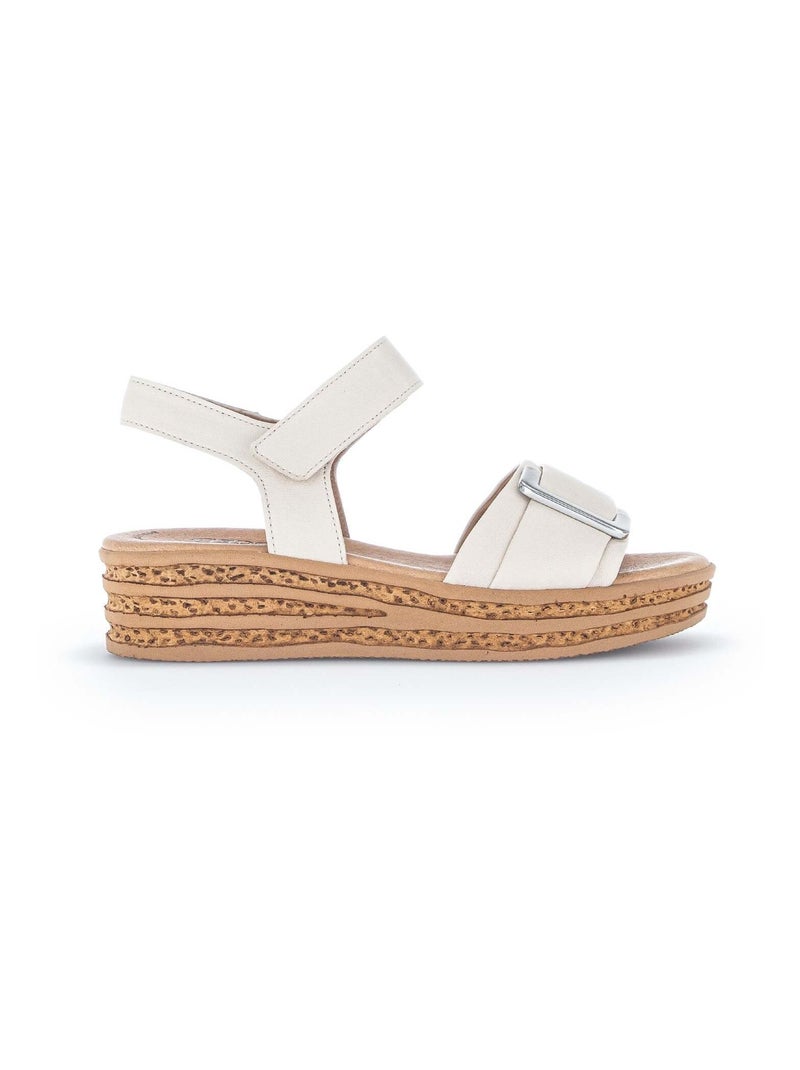 Sandales  en cuir lisse Gabor Ecru - Kiabi