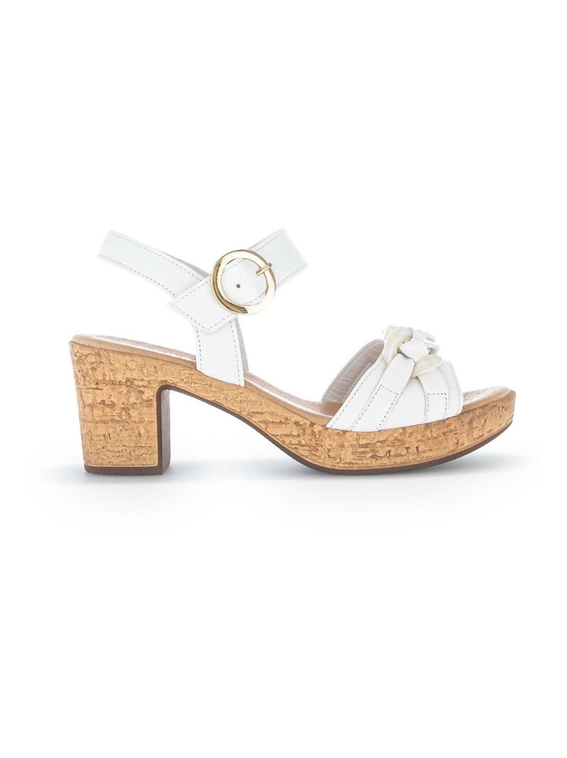 Sandales  en cuir lisse Gabor Ecru - Kiabi