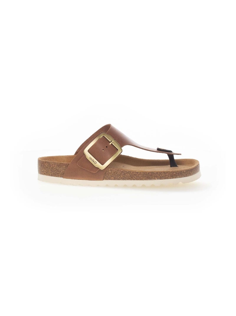 Sandales  en cuir lisse Gabor Marron - Kiabi
