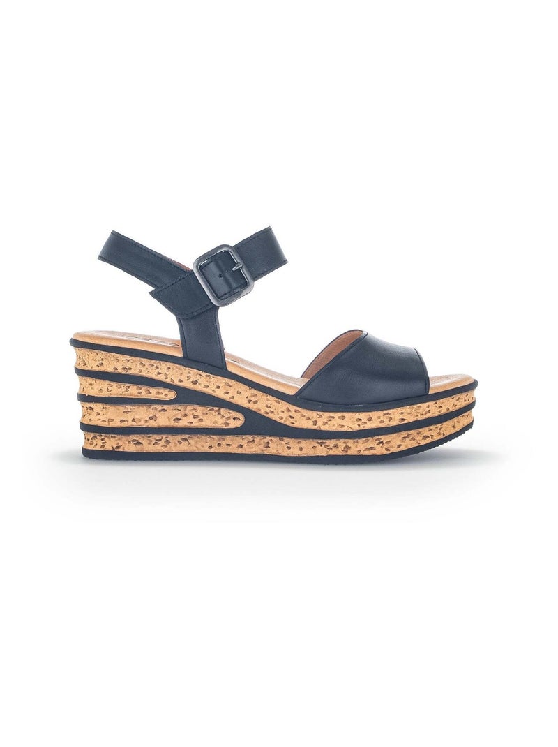 Sandales  en cuir lisse Gabor Noir Noir - Kiabi