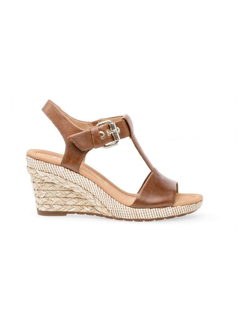 Sandales  en cuir lisse Marron clair - Kiabi