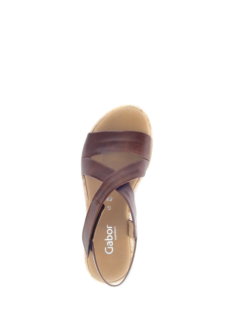 Sandales  en cuir lisse Marron clair - Kiabi