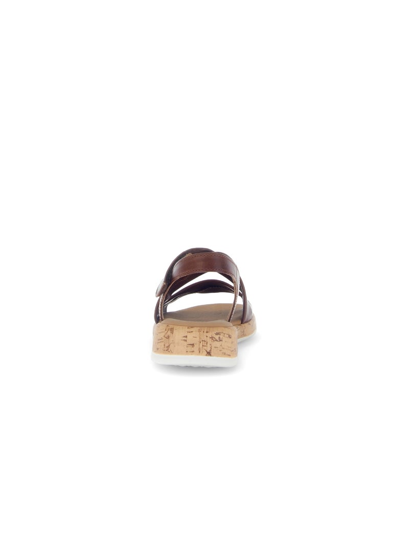 Sandales  en cuir lisse Marron clair - Kiabi