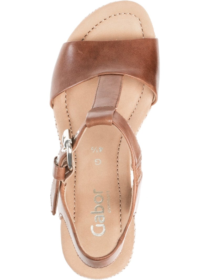 Sandales  en cuir lisse Marron - Kiabi