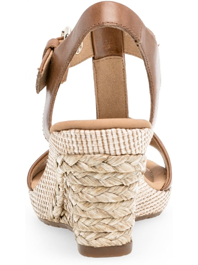 Sandales  en cuir lisse Marron - Kiabi