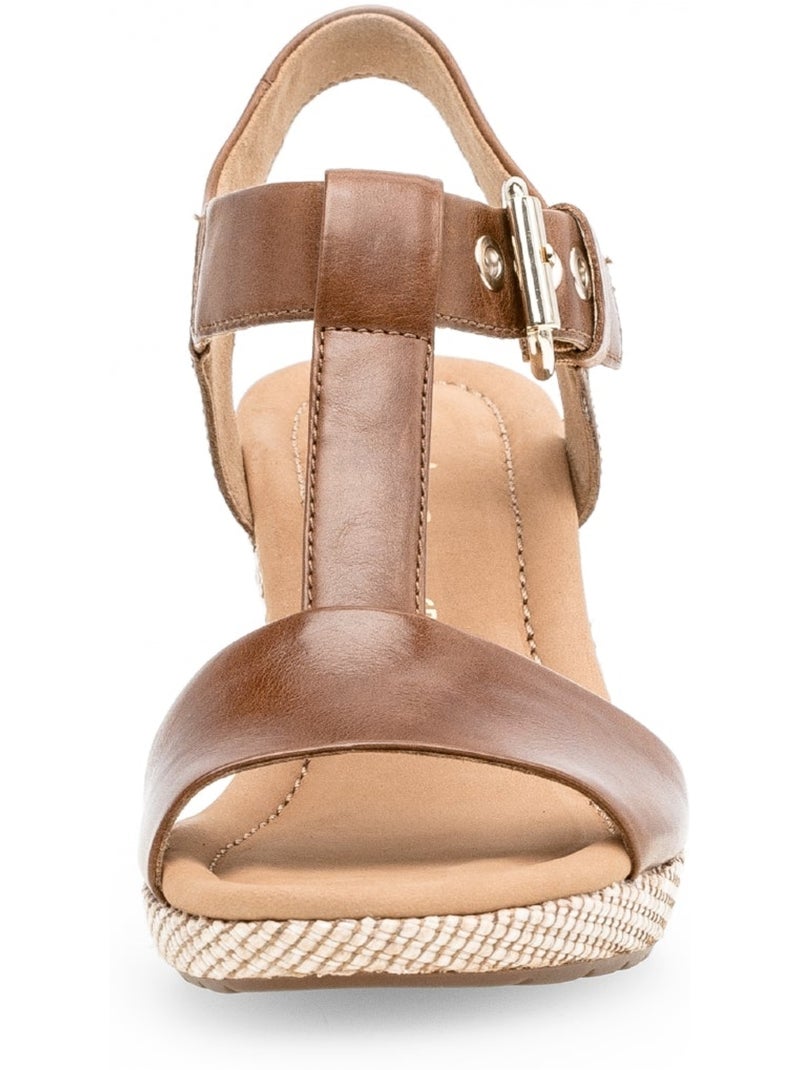 Sandales  en cuir lisse Marron - Kiabi